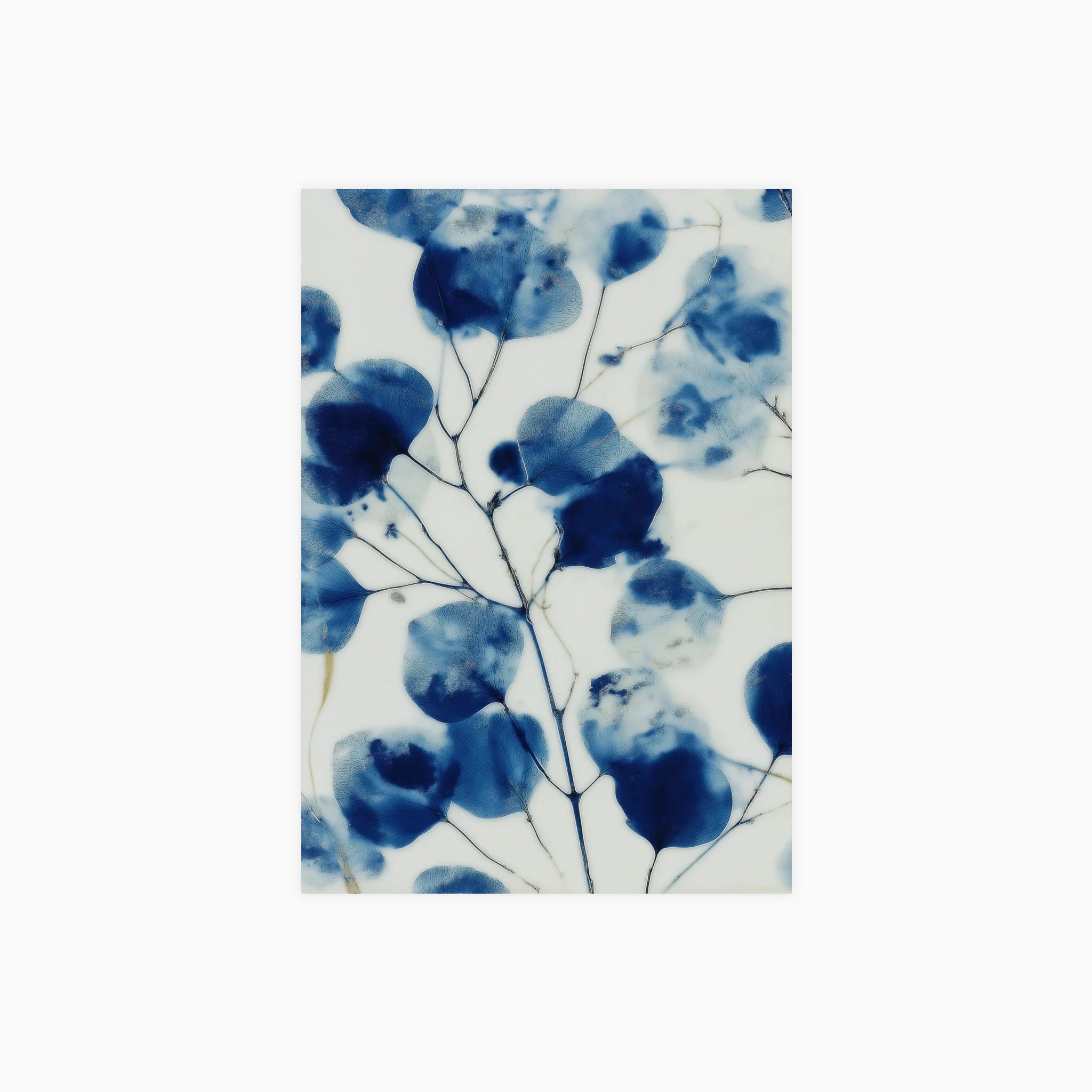 Blue Leaf Branch Pattern Poster