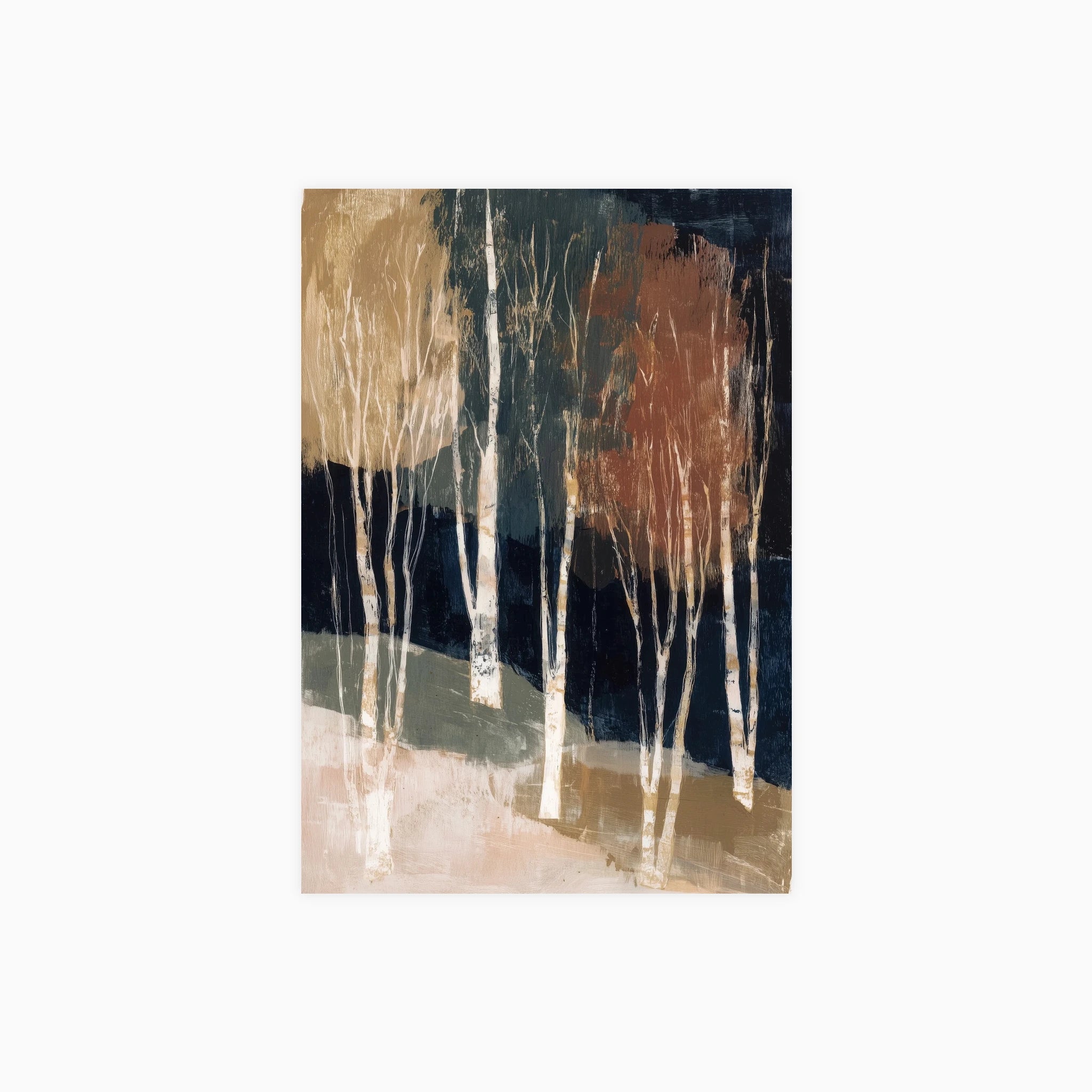 Birch Forest in Gold and Teal Poster