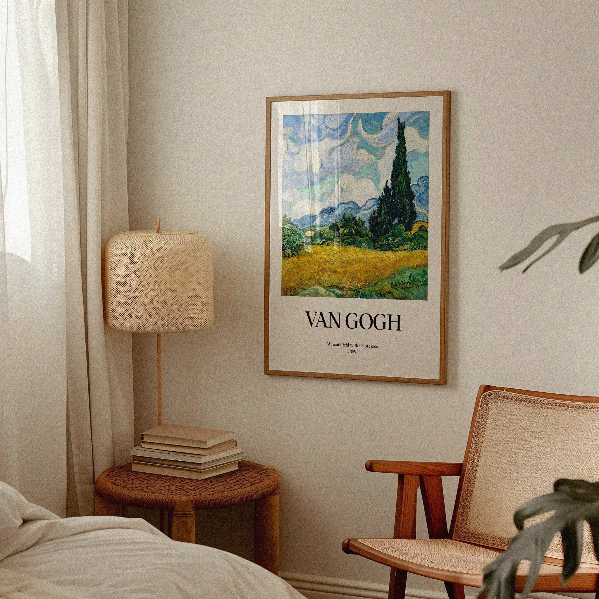 Wheat Field with Cypresses Poster