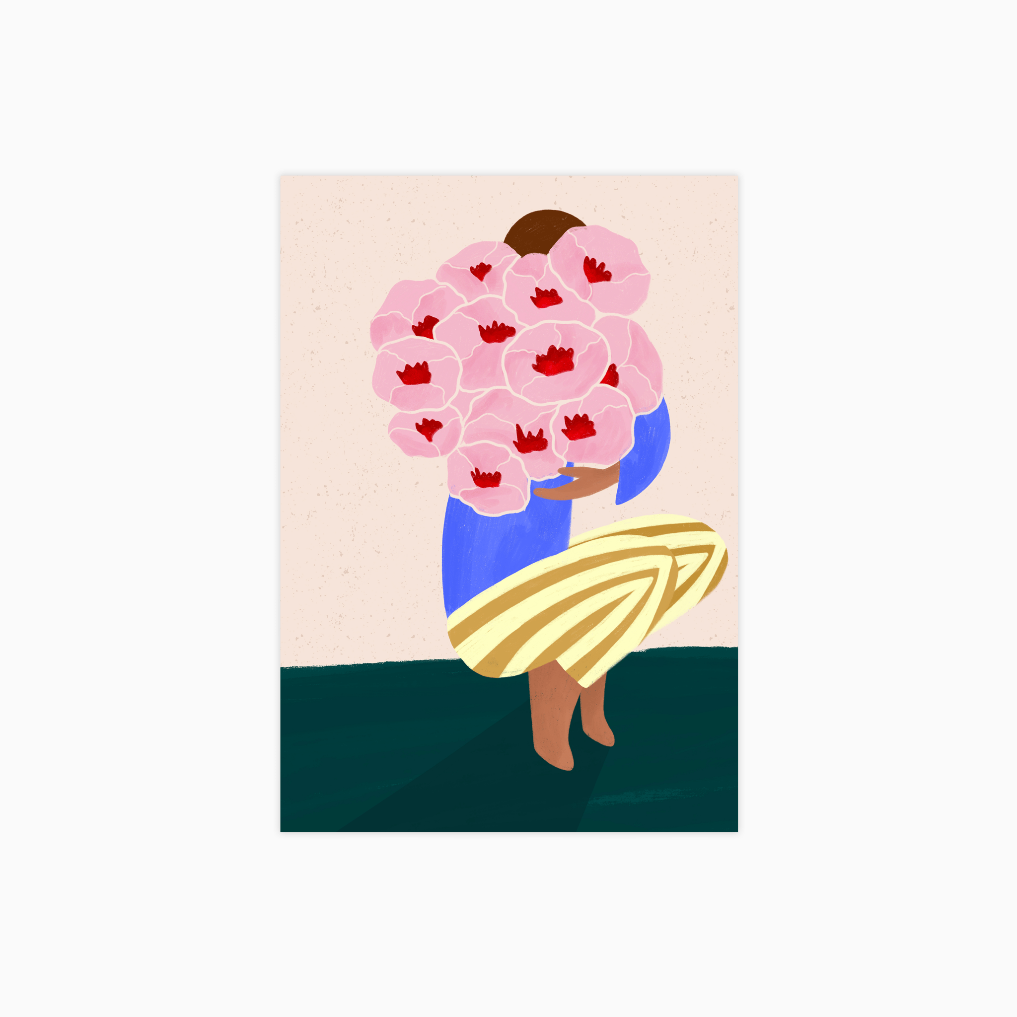 Woman with Bouquet of Flowers Poster